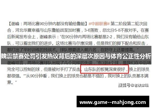 魏震禁赛处罚引发热议背后的深层次原因与体育公正性分析 魏震禁赛处罚引发热议背后的深层次原因与体育公正性分析